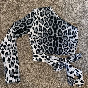 One Shoulder Cheetah Top